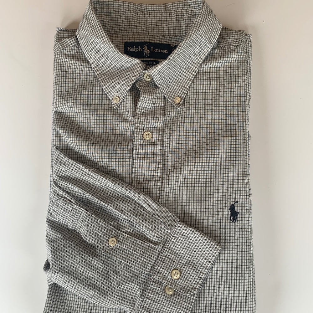 Ralph Lauren Black and White Checkered‎ Dress Shirt- Men's size 17 34/35
